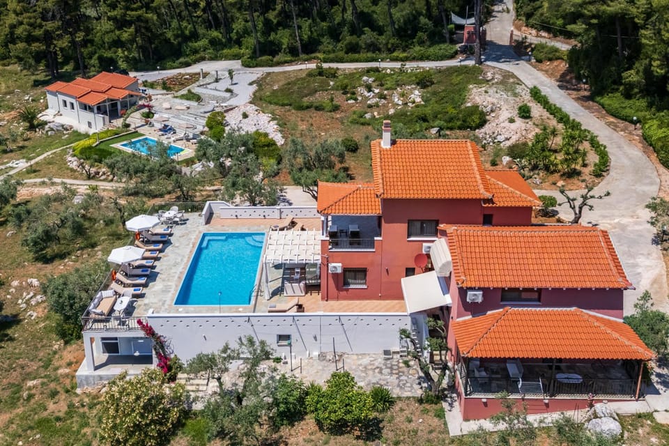Property building, Neighbourhood, Natural landscape, Bird's eye view