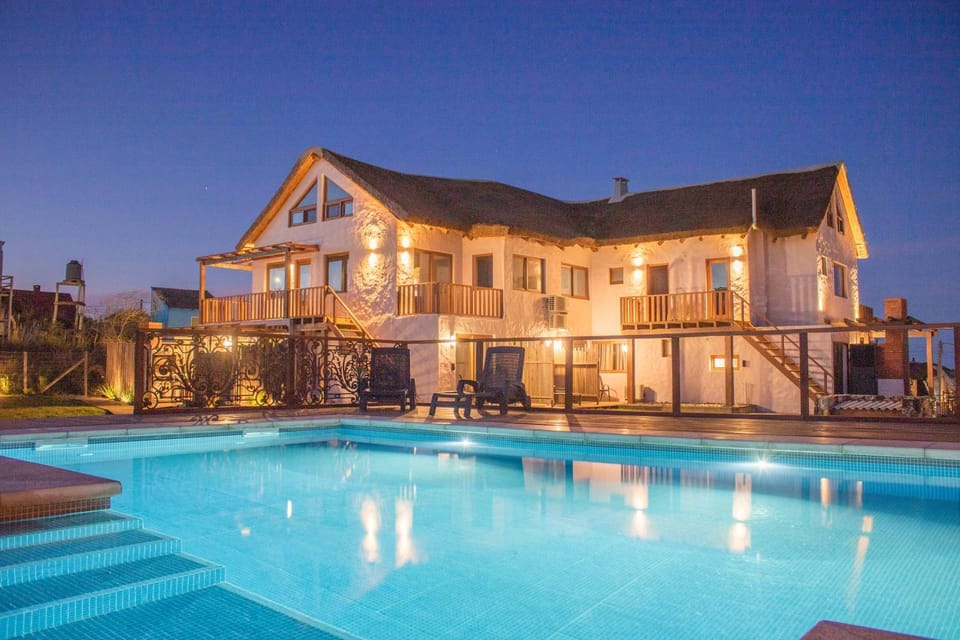 Property building, Night, Swimming pool