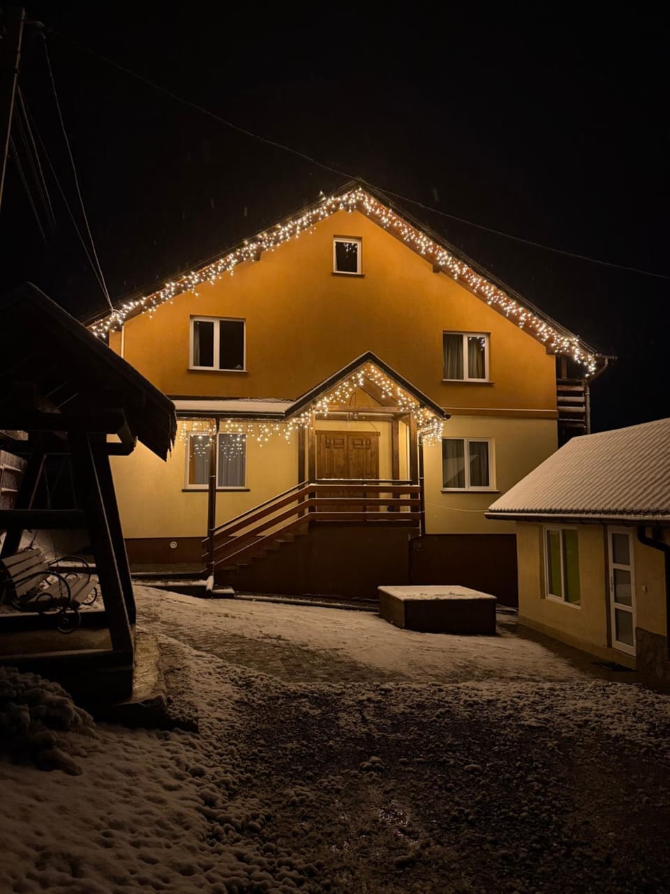 Property building, Night, Winter