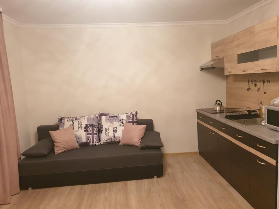 Kitchen or kitchenette, Living room, Seating area