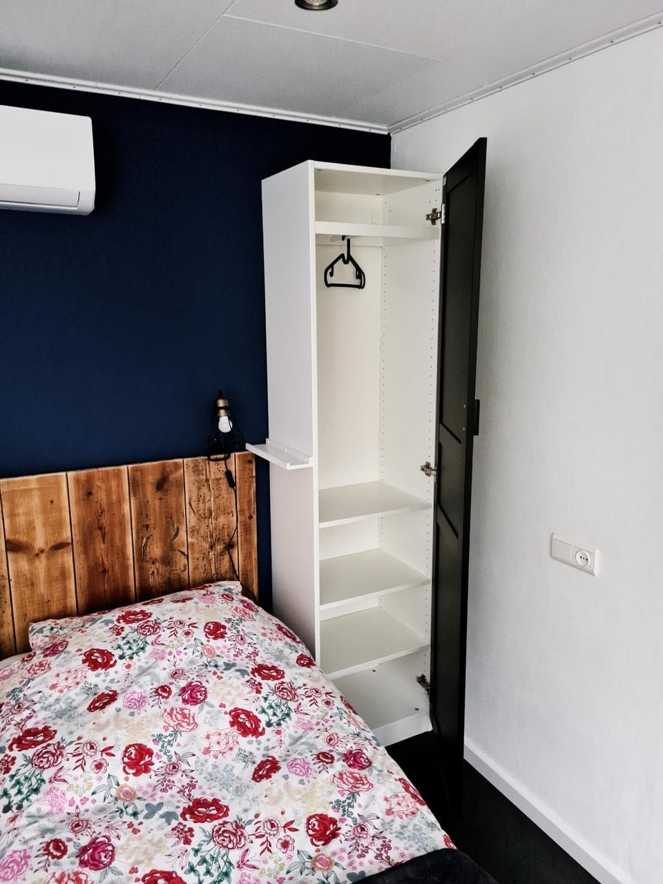 Bed, wardrobe