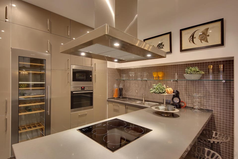 Kitchen or kitchenette, minibar, stove