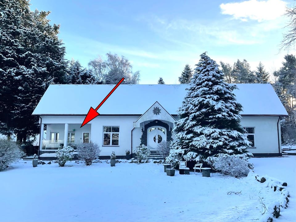 Property building, Winter, Garden