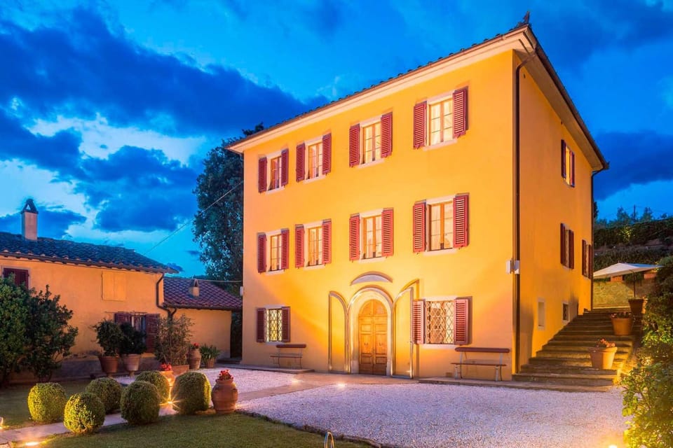 Property building, Night, Garden, Garden view