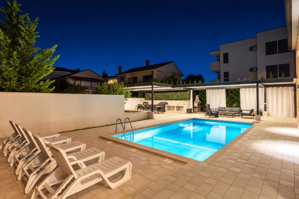 Patio, Night, Swimming pool