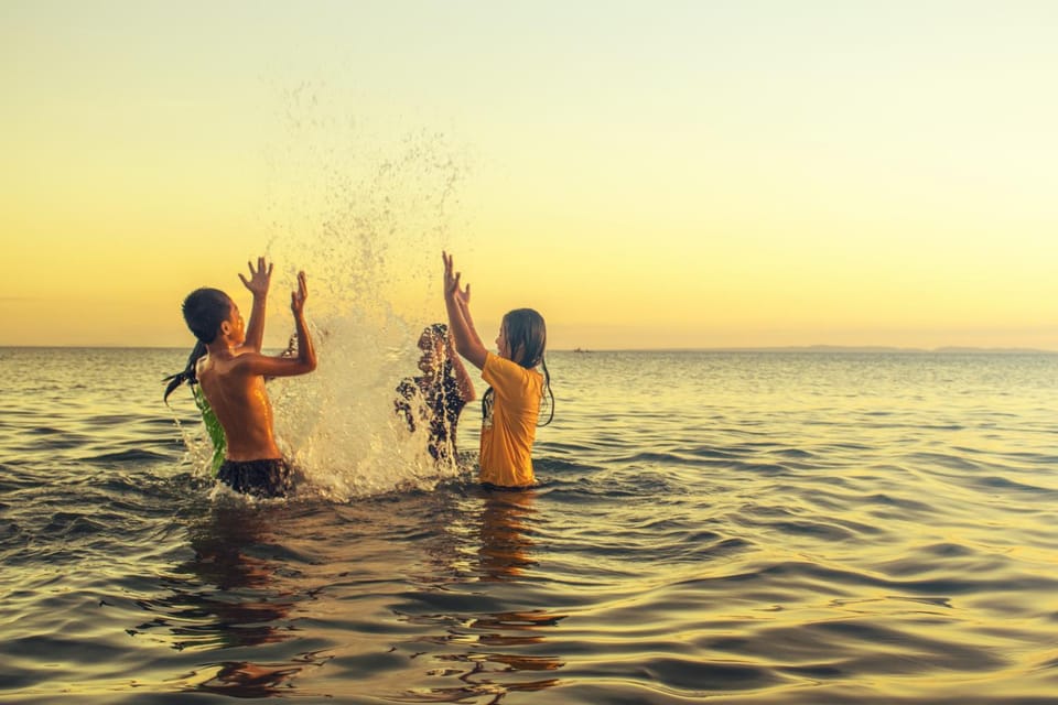 People, Beach, Sea view, Sunset, children