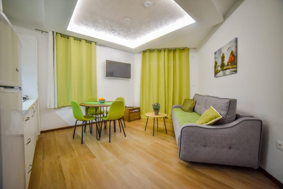 TV and multimedia, Kitchen or kitchenette, Living room, Photo of the whole room, Dining area