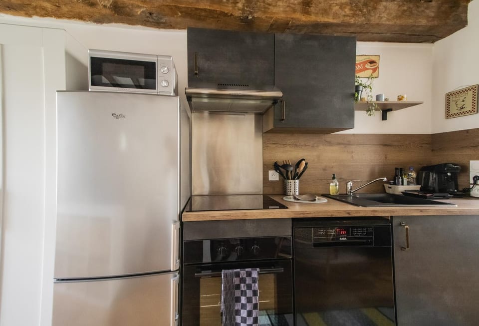 Kitchen or kitchenette, dishwasher, oven, stove