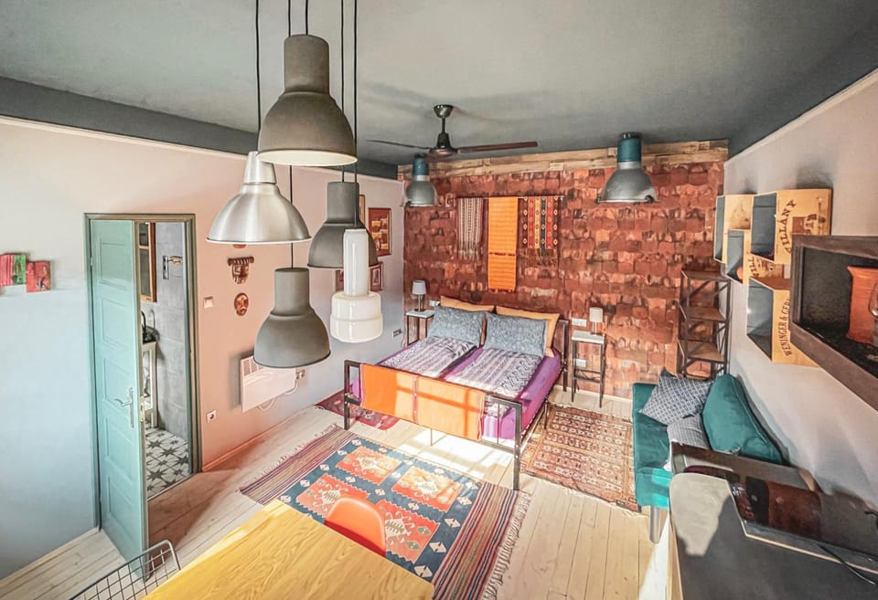 Bed, View (from property/room), Kitchen or kitchenette, Living room, Photo of the whole room, Seating area, Bedroom