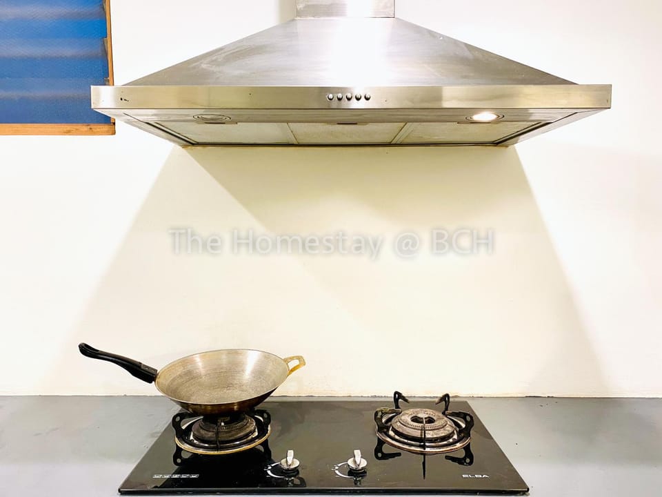Kitchen or kitchenette, stove