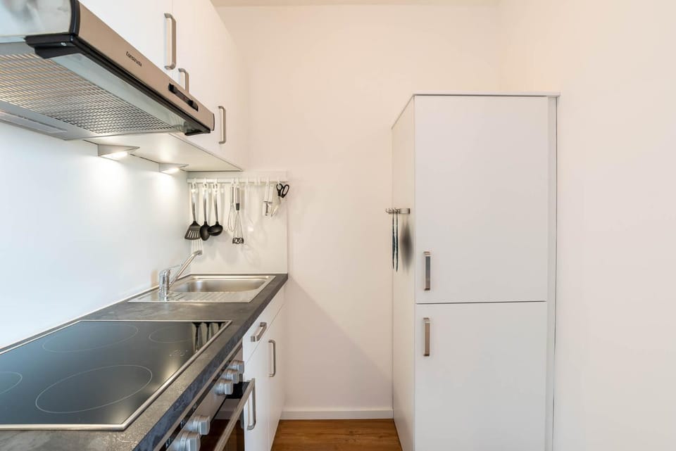 Kitchen or kitchenette, stove