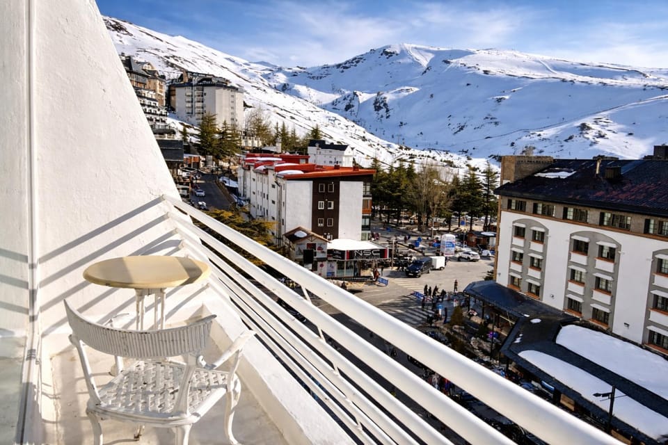 Property building, Nearby landmark, Off site, Day, Neighbourhood, Natural landscape, Winter, Skiing, View (from property/room), Balcony/Terrace, City view, Landmark view, Mountain view, Street view, Location, Quiet street view