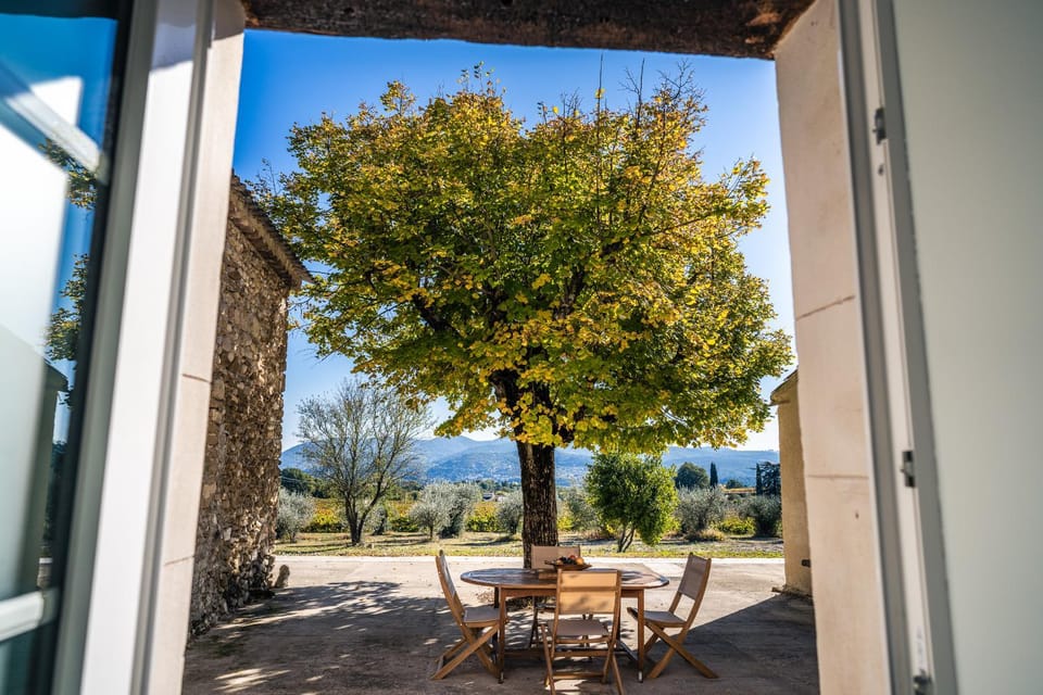 Patio, Natural landscape, Dining area, Garden view