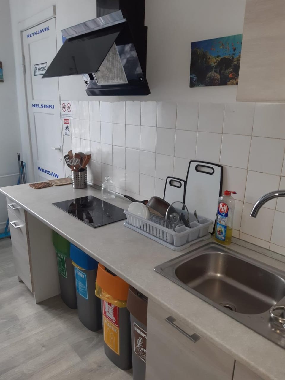 Kitchen or kitchenette, stove