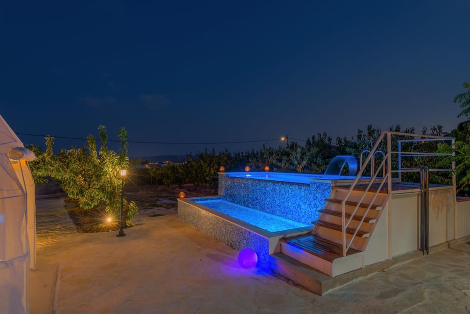 Night, Pool view, Swimming pool