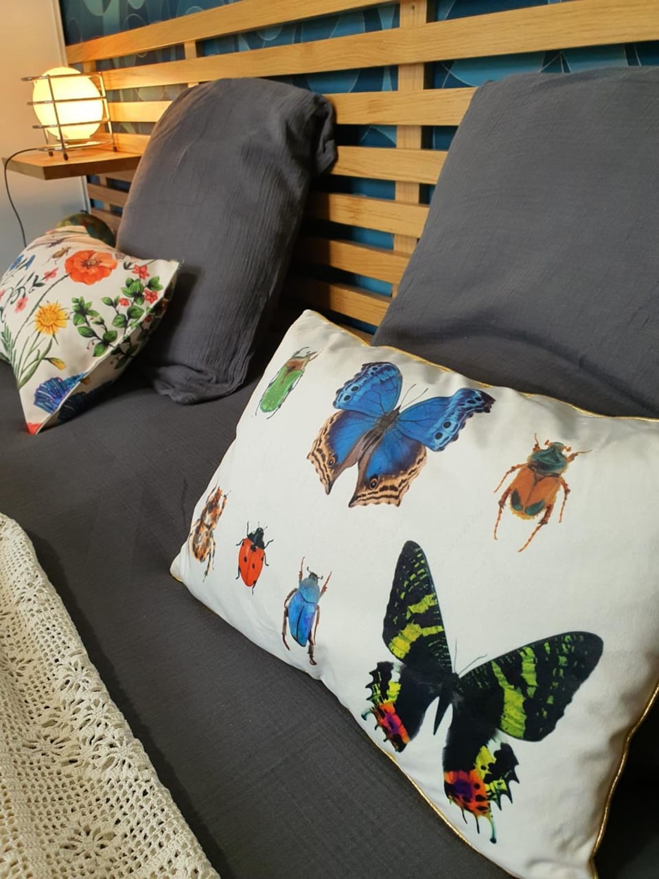 Bed, Decorative detail, Bedroom