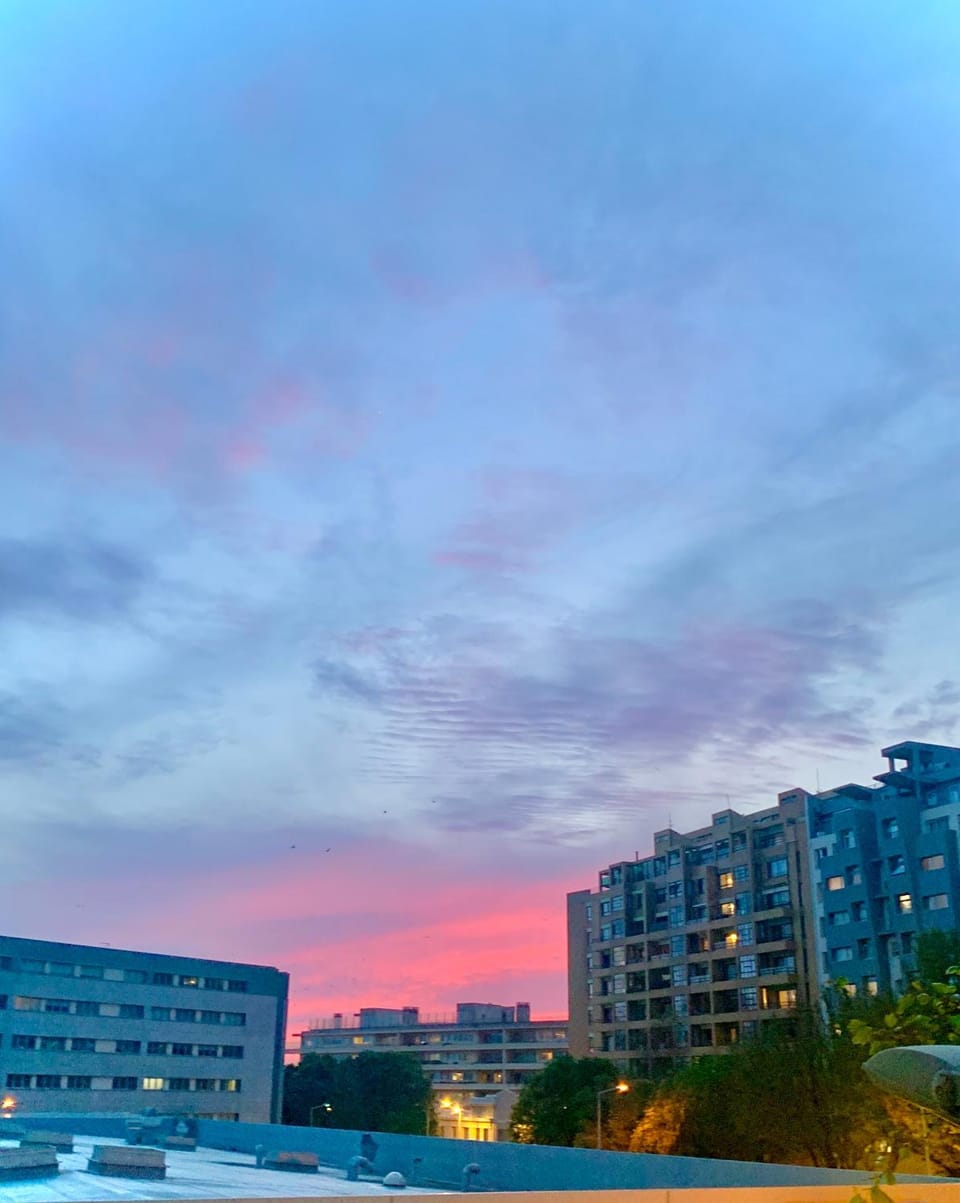 Nearby landmark, City view, Sunset