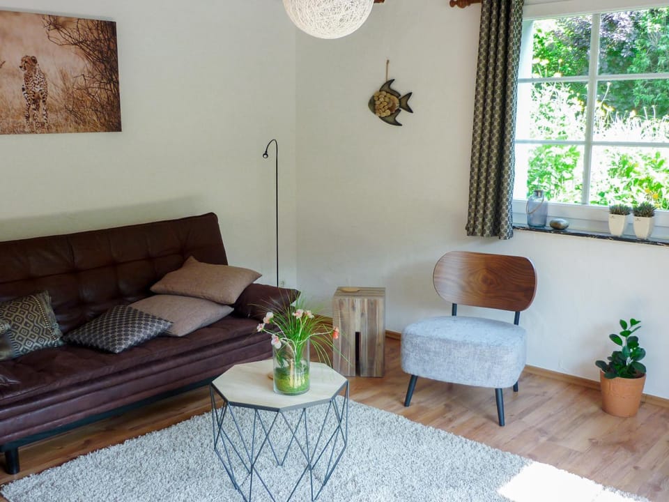 Living room, Seating area, Garden view