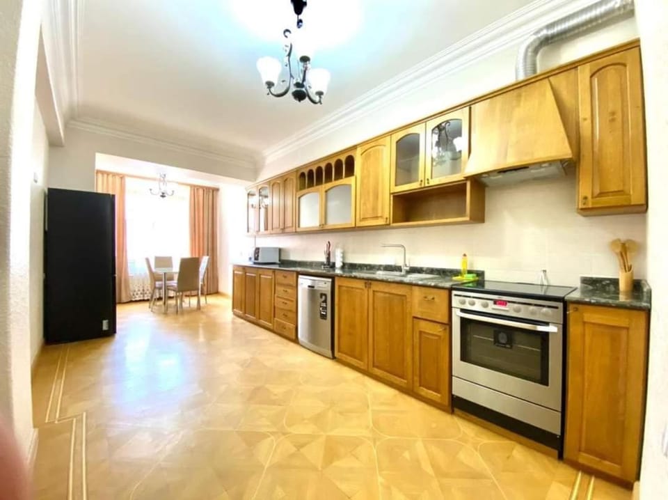 Kitchen or kitchenette, dishwasher, stove