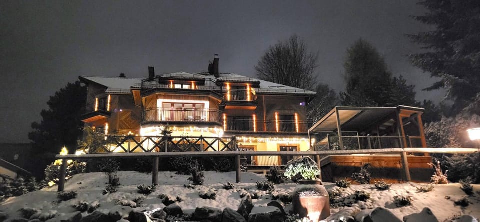 Property building, Night, Winter