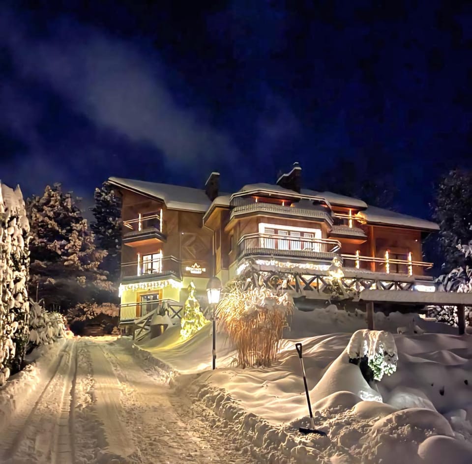 Property building, Night, Winter