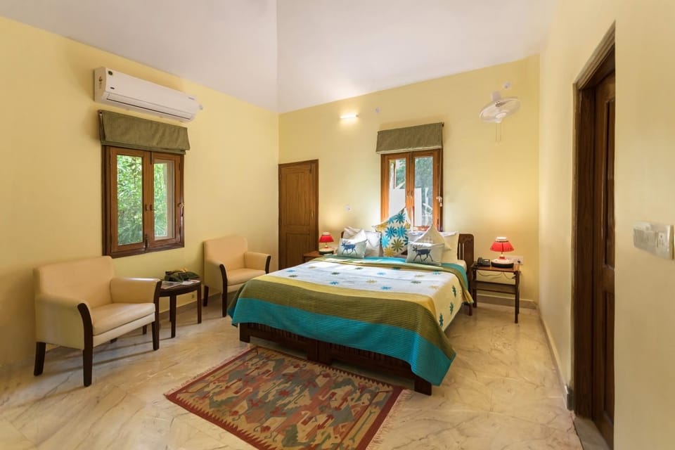 Photo of the whole room, Seating area, Bedroom, fireplace, air conditioner