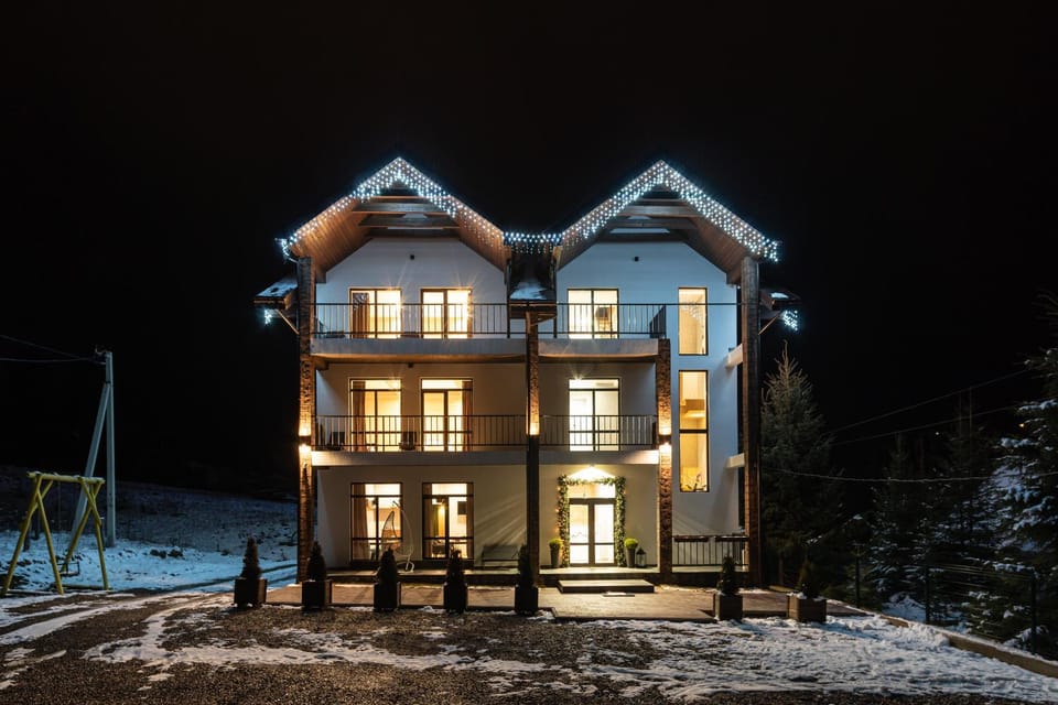 Property building, Night, Winter