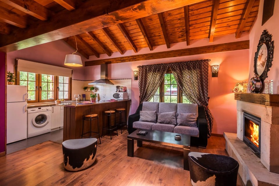 Kitchen or kitchenette, Living room, Seating area, stove, washing machine