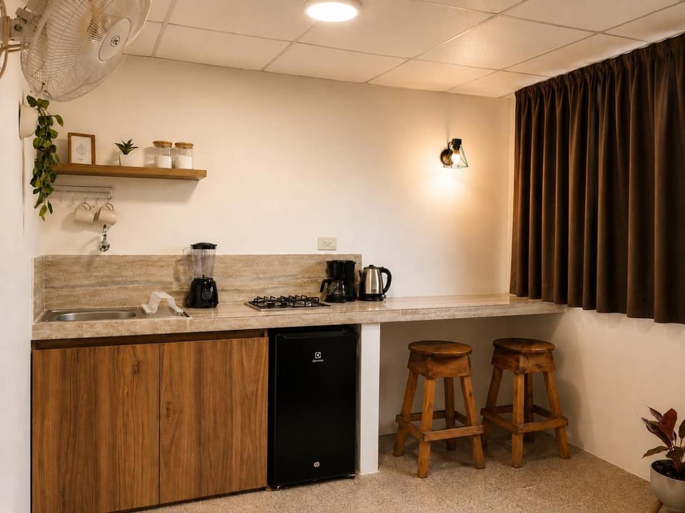 Kitchen or kitchenette, stove, kitchen