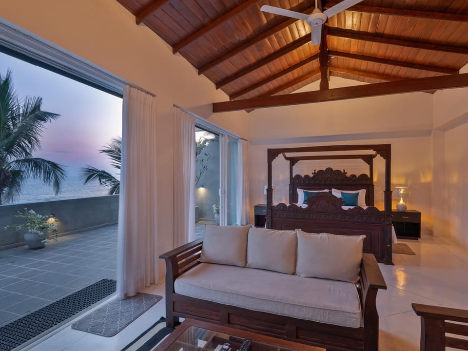 Bed, Bedroom, Sea view, Sunset
