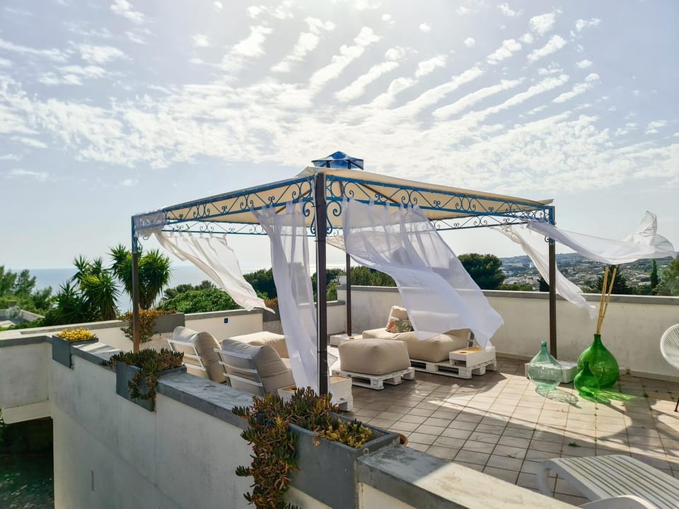 Natural landscape, Balcony/Terrace, Seating area, Pool view, sunbed