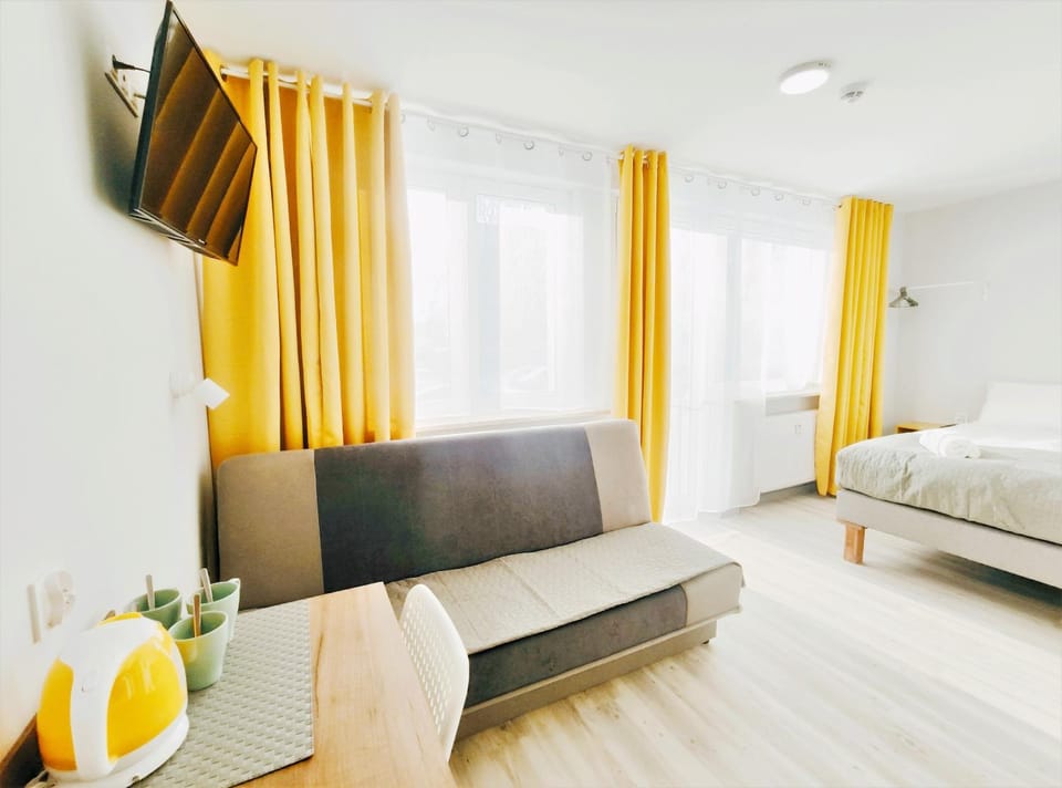 Bed, TV and multimedia, Living room, Photo of the whole room, Seating area, Bedroom