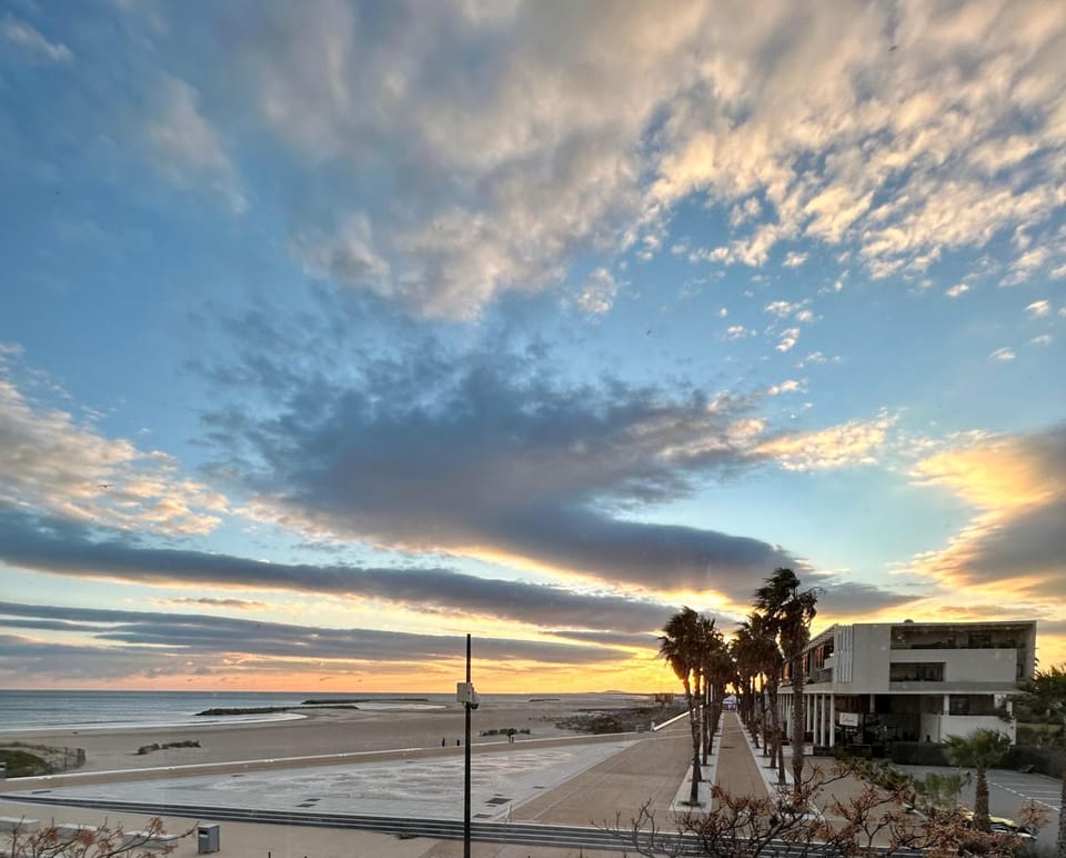 Beach, Sea view, Sunset
