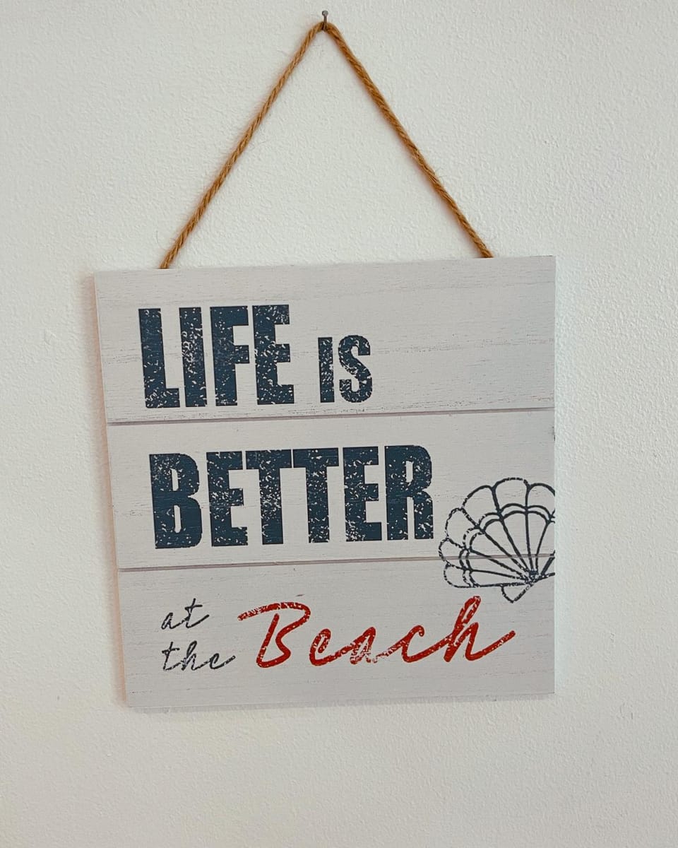 Beach, Text overlay