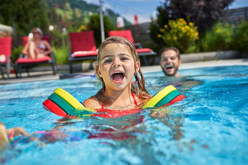 Aqua park, Pool view, Swimming pool, children, group of guests, sunbed