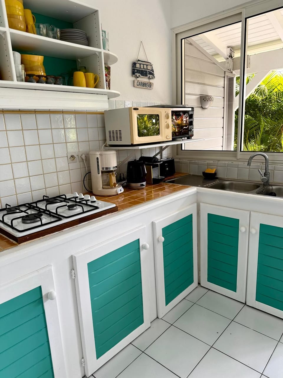 Kitchen or kitchenette, stove