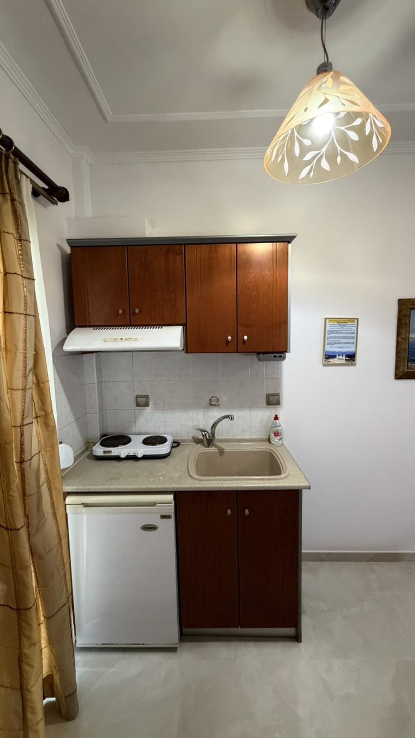 Kitchen or kitchenette, stove