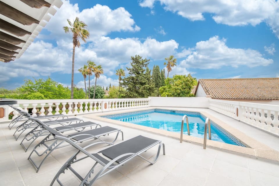Property building, Living room, Swimming pool