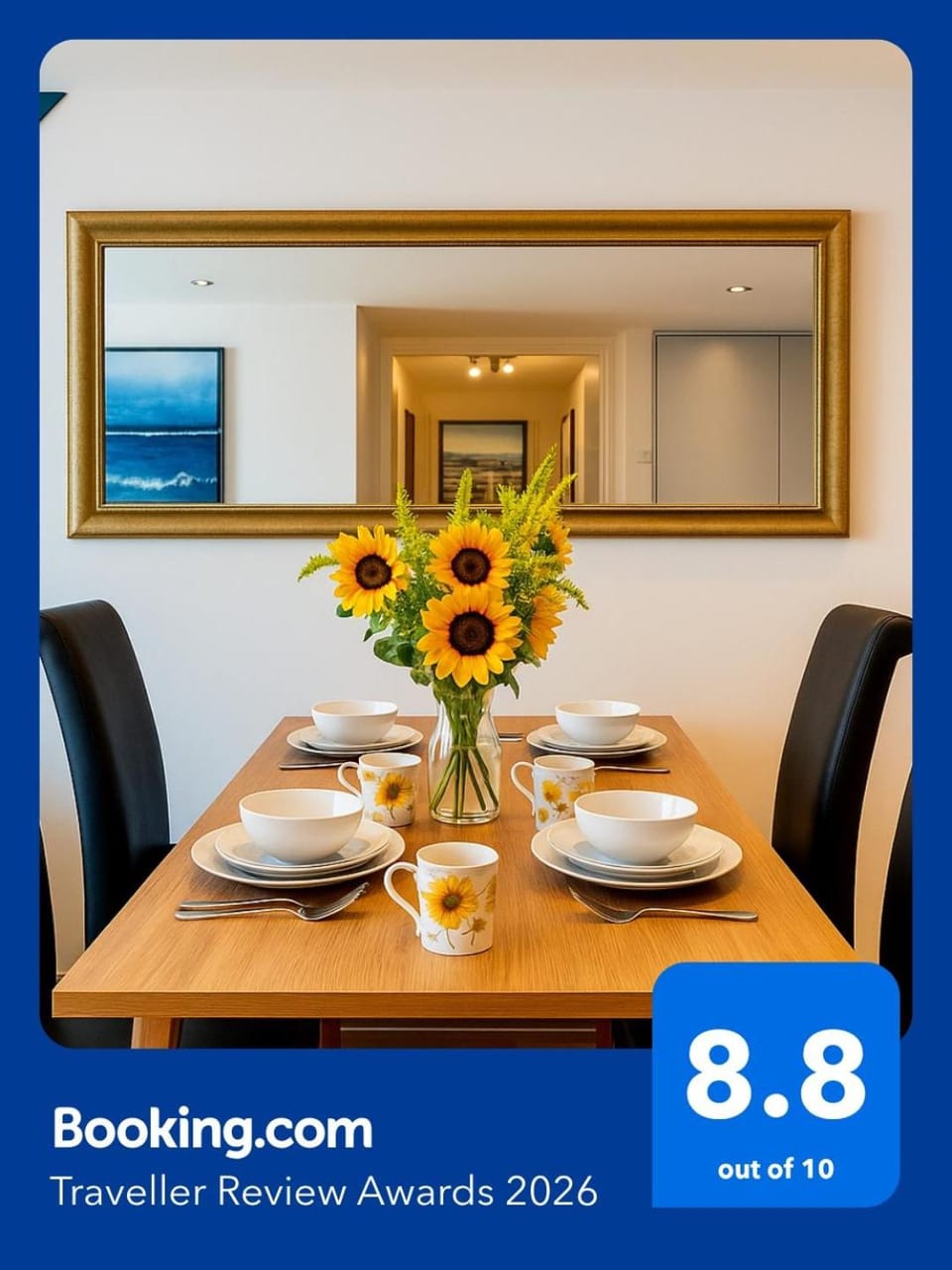 Dining area, Text overlay