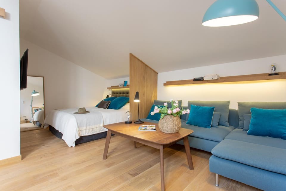 Bed, TV and multimedia, Living room, Seating area, Bedroom