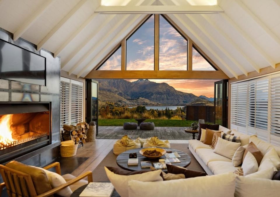 Natural landscape, Living room, Seating area, Lake view