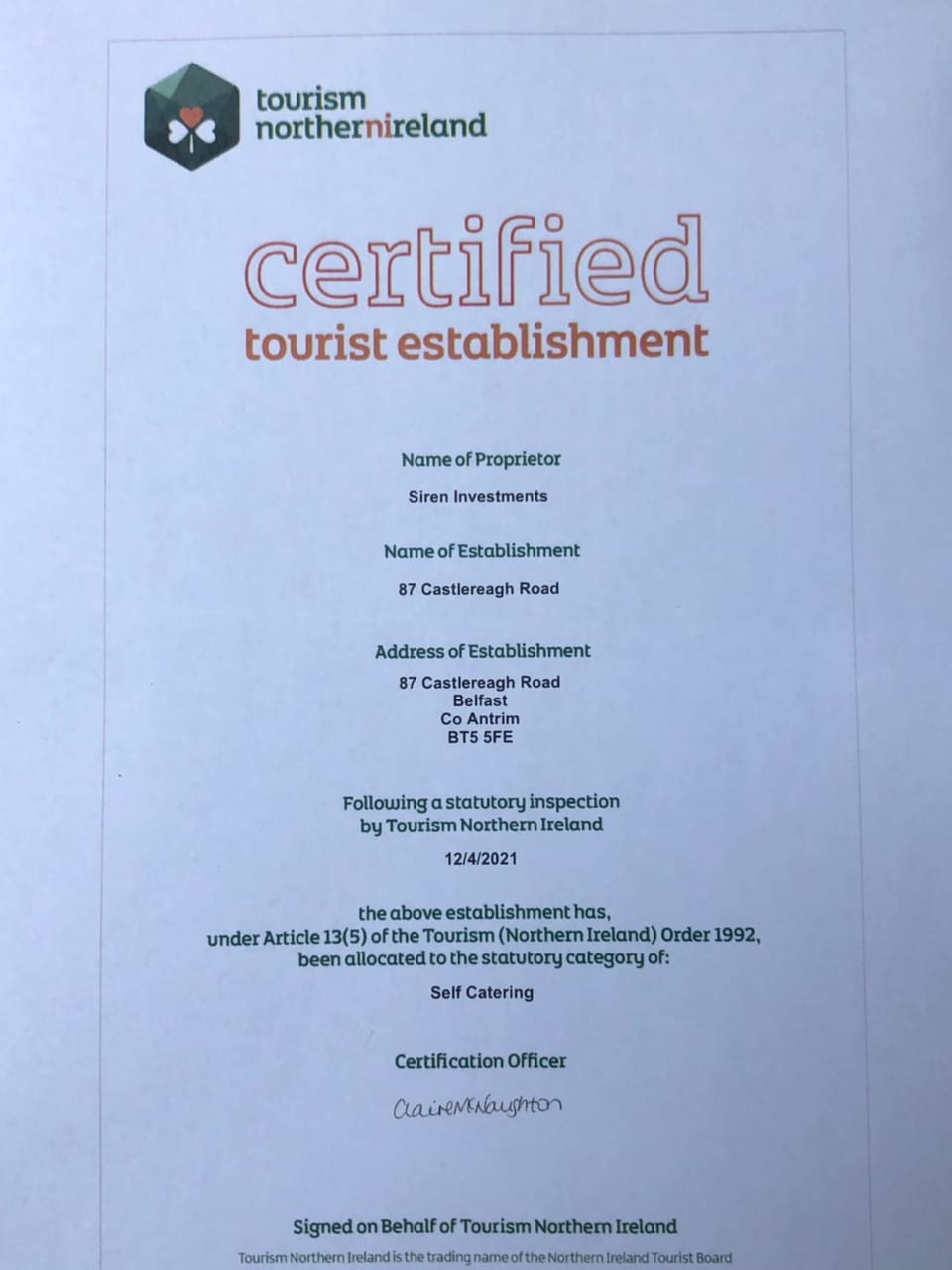 Certificate/Award