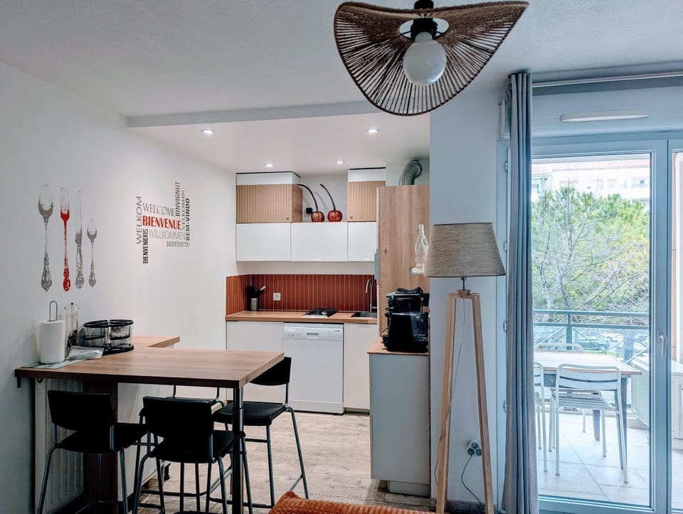 F2 garage box WiFi terasse clim Gare Fac Eco Richter Apartment in Montpellier