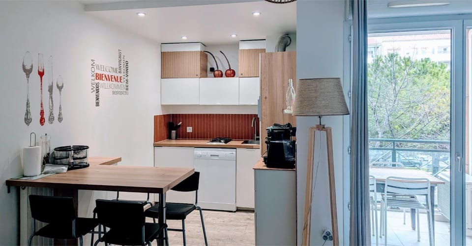 F2 garage box WiFi terasse clim Gare Fac Eco Richter Apartment in Montpellier