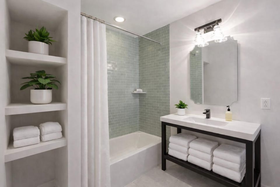 Shower, Bathroom, Bath, towels