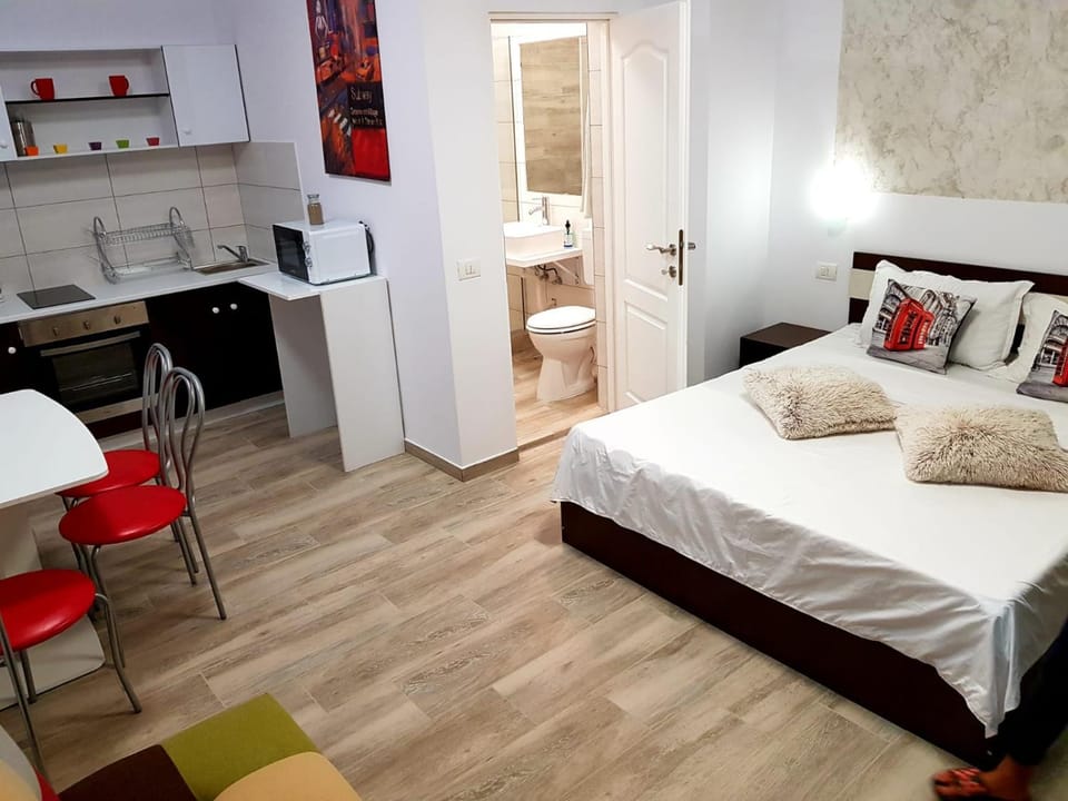 Bed, Kitchen or kitchenette, Photo of the whole room, Dining area, Bedroom