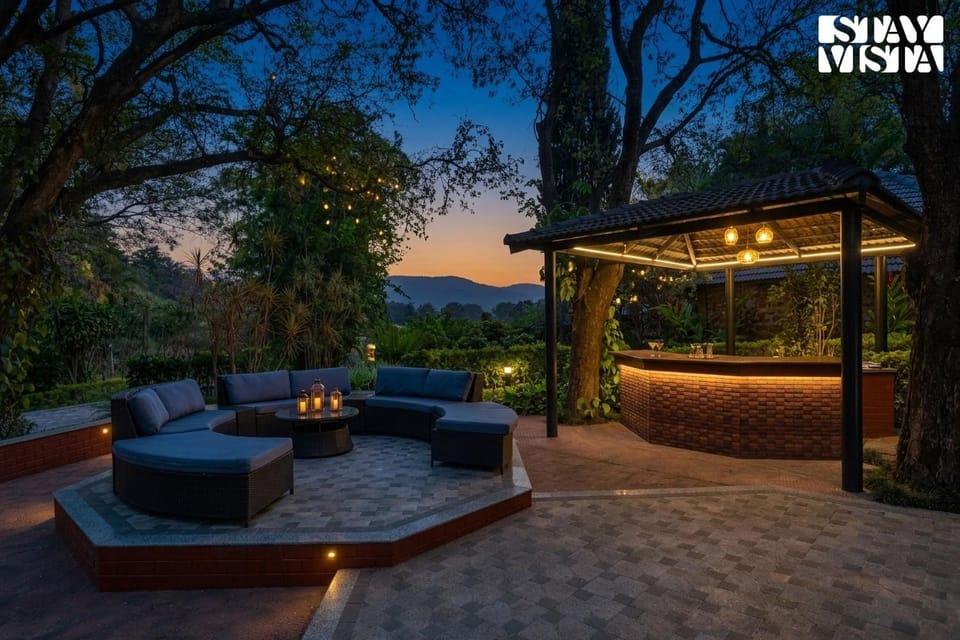 Patio, Night, Seating area