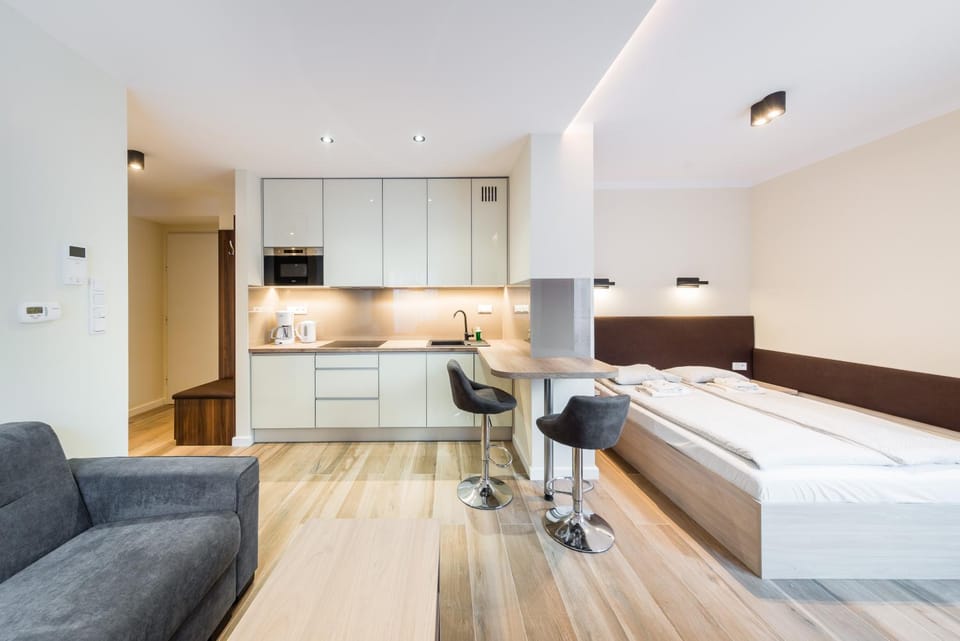 Bed, TV and multimedia, Kitchen or kitchenette, Living room, Bedroom, stove