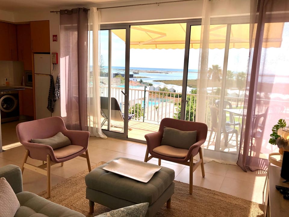 Living room, Seating area, Sea view