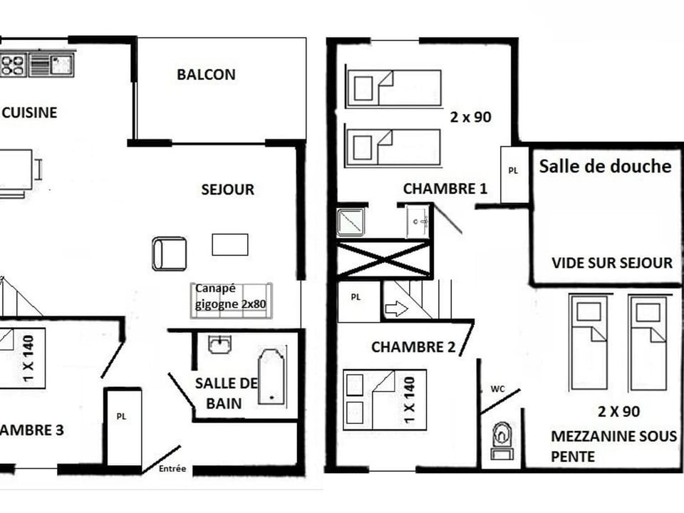 Appartement 4 pièces Mezzanine Les Saisies 10 pers Apartment in Villard-sur-Doron